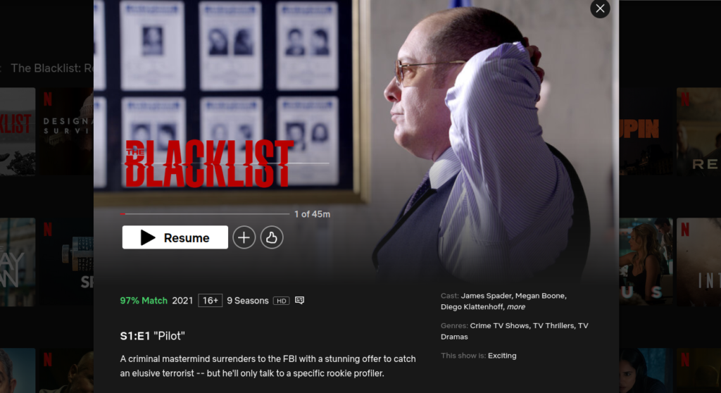 The Blacklist säsong 10 på Netflix